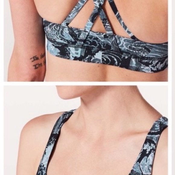 lululemon athletica Other - lululemon athletica Printed Strappy Sports Bra - Black & Light Blue